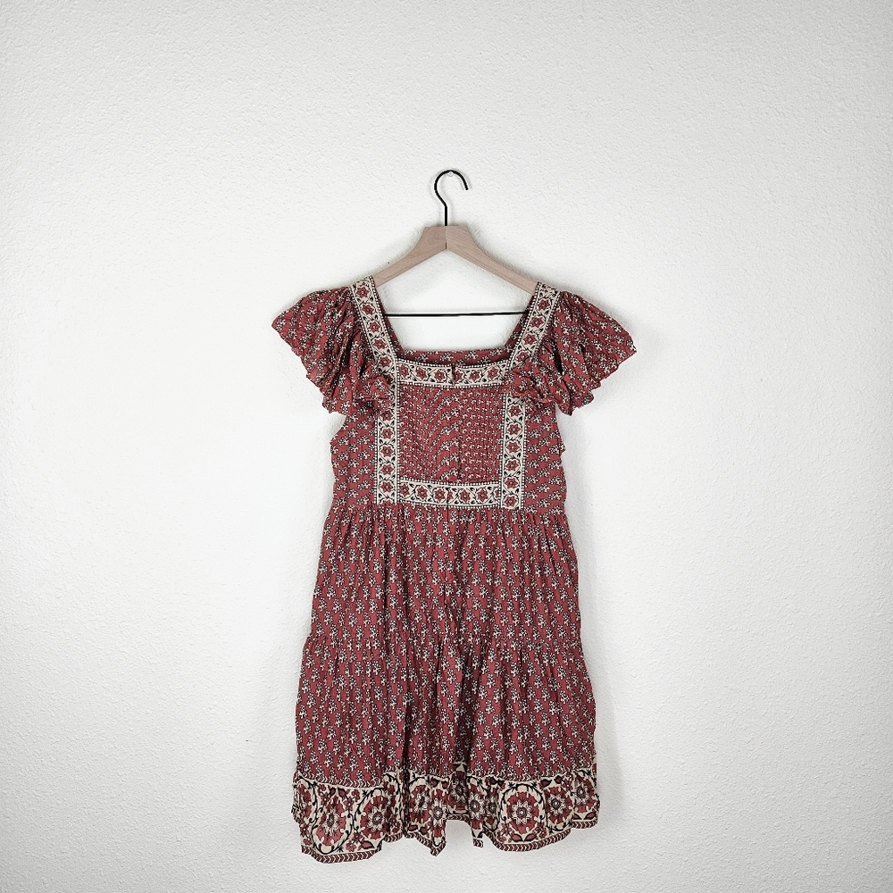 Sea NY Fernanda Pintucked Floral-print Cotton Mini Dress in Antique Rose - Picture 5 of 9
